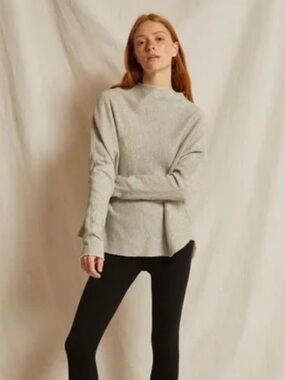 perfectwhitetee Morrison raw hem mock neck sweatshirt
